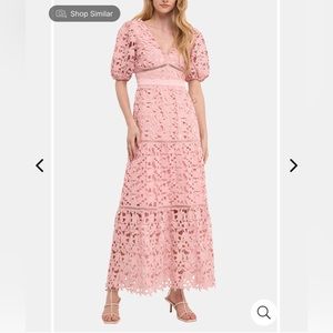 NWT Pink Puff Sleeve Tiered Maxi Dress